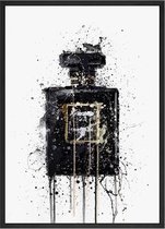 Canvas Experts doek met Zwart witte parfumfles maat 55x75CM *ALLEEN DOEK MET WITTE RANDEN* Wanddecoratie | Poster | Wall art | canvas doek |