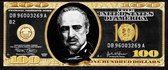 Dibond Godfather Golden Dollar Bill 120 x 50 cm Aluminium brossé avec cadre de suspension de luxe