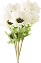 Set van 6x stuks kunstbloemen Anemoon takken 47 cm wit - boeket