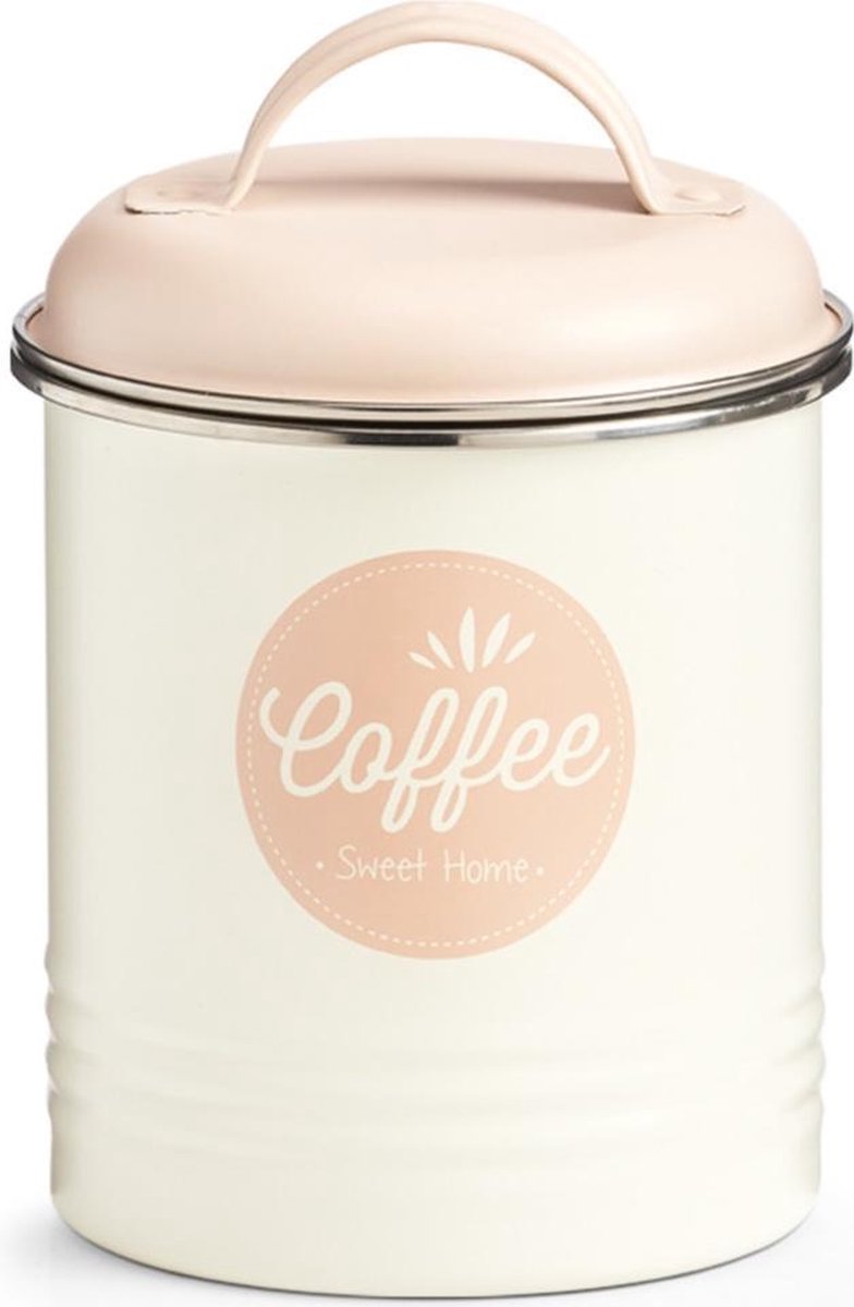 niettemin uitdrukken paneel Wit/roze koffie bewaar/voorraad blik 11 x 16 cm 2 liter - Zeller -  Keukenbenodigdheden... | bol.com