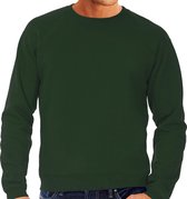 Groene sweater / sweatshirt trui met raglan mouwen en ronde hals voor heren - groen / donkergroen- basic sweaters M (EU 50)