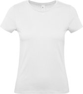 Set van 2x stuks wit basic t-shirts voor dames met ronde hals - katoen - 145 grams - witte shirts / kleding, maat: XL (42)