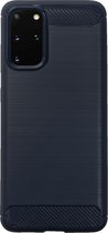 BMAX Carbon soft case hoesje geschikt voor Samsung Galaxy S20 Plus / Soft Cover - Blauw