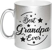 Best Grandpa Ever cadeau koffiemok / theebeker - zilverkleurig - 330 ml - verjaardag / bedankje - mok voor opa