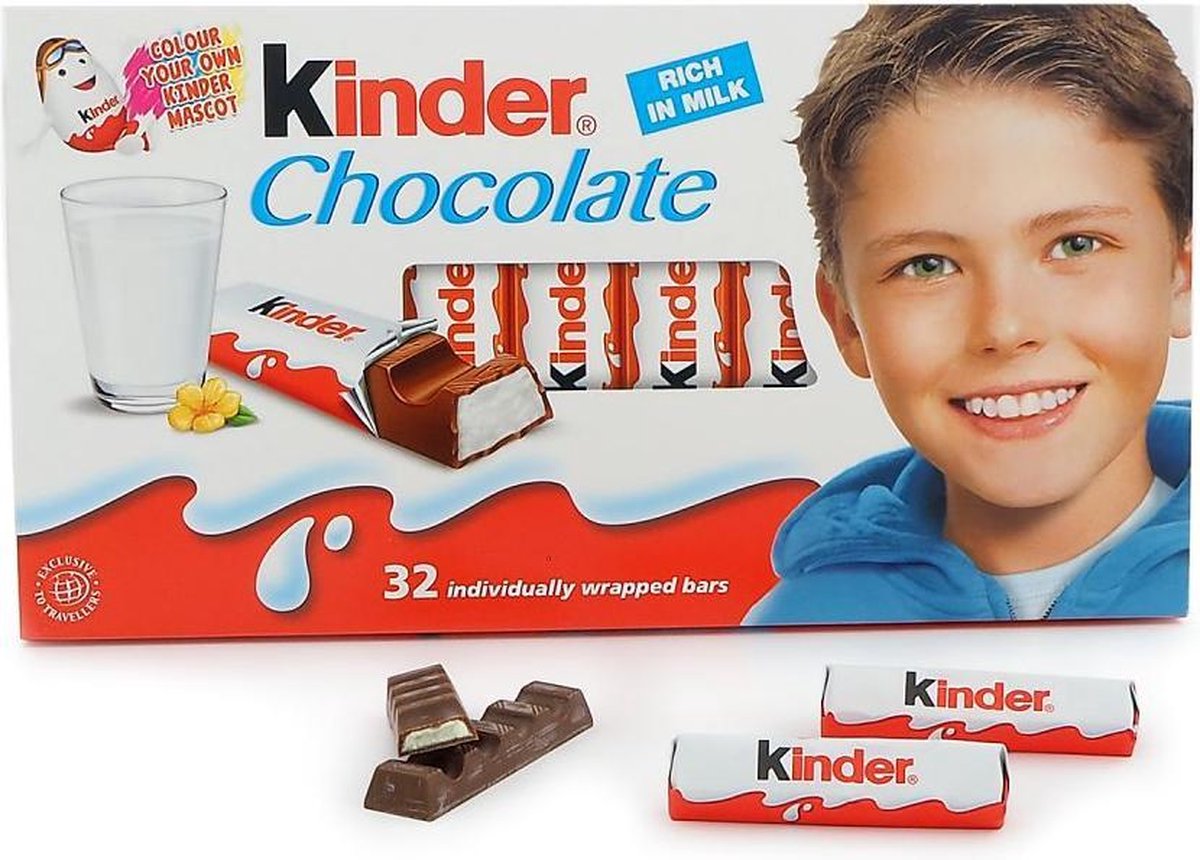 Kinder Chocolate - 4 x 100 gram - 32 verpakte repen | bol