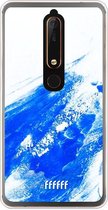 Nokia 6 (2018) Hoesje Transparant TPU Case - Blue Brush Stroke #ffffff