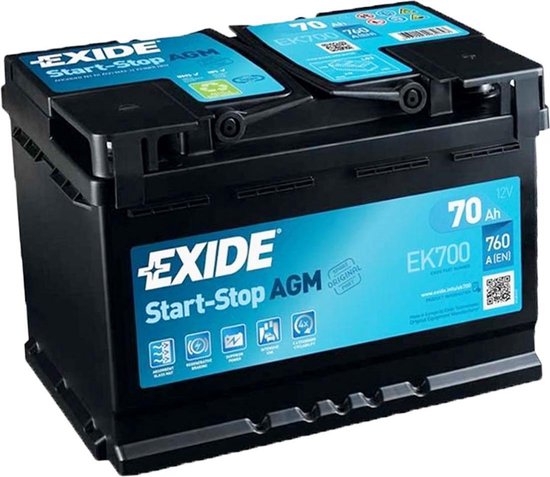 Batterie voiture EXIDE EK700 Start-Stop AGM 12V 70 Ah 760A 3661024035712 |  bol