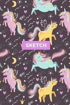 Sketch: 110-Page 6''x9'' Sketchbook for Art, Doodling, and Drawing - A Kawaii Unicorn, Cupcakes and Doodle Rainbows Notebook for