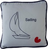 Sierkussen - Kussen - Sailing - Sierkussen - Nautisch -kussen Zeilboot - Sloepkussen - Pompebled - Sloep - 4e Gratis -
