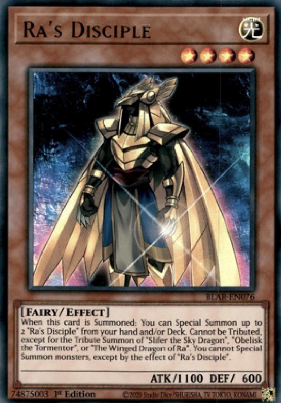 Ra's Disciple Yu-Gi-Oh - BLAR – Yu Gi Oh cards – Yu Gi Oh kaarten – Ultra rare versie – In kaarthouder!