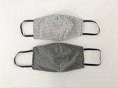 Gray Duo Grijze patroon 2-kanten draagbaar Niet-Medisch Mondkapje 2 Stuks | Geschikt voor OV | Handgestikte DIY kapjes zelfgemaakt | Stijlvol en Creatief | Trendy Hip | Cadeau voor haar | Her