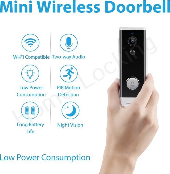 WIFI buiten videofoon 2.0MP met 2 oplaadbare batterijen en kan werken met spraakgestuurde apps. T-2090. van Merkloos — afbeelding 3