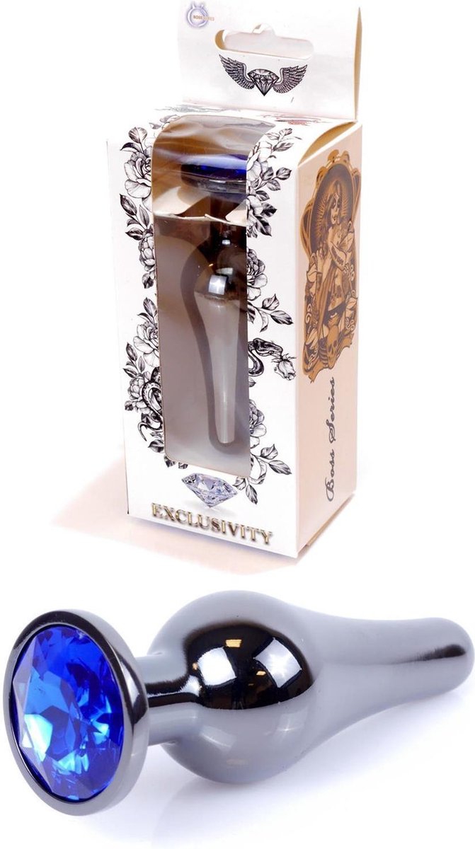 Goedkoopste Bossoftoys - Buttplug - Donker zilver - anaal - Donker blauw - 64-00059 - gave cadeaubox