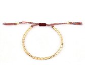 Armband - dames - 1 snoer - goudkleurige bedels - Sorprese - zelf instelbaar - 17-23 cm - geluksarmband - Boeddhisme - Tibetaans - model H - Moederdag - Cadeau