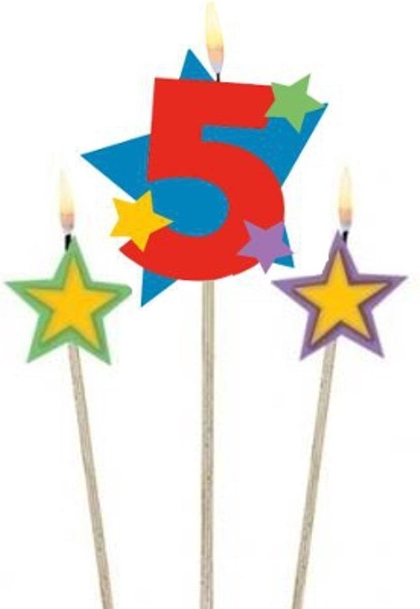 Amscan Verjaardagskaarsjes 5 - Star 12,2/13,5 Cm 3-delig