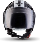 MOTO U53 Jethelm scooterhelm, motorhelm, Racing zwart. L, hoofdomtrek 59-60cm