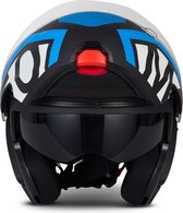 MOTO F20 Runner Blue systeemhelm Flip-Up scooterhelm, motorhelm, L, hoofdomtrek 59-60cm