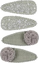 Haarspeld Klikklak Mini Pompom Glitter Zilver