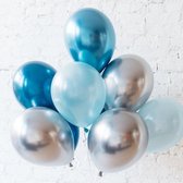 Geboorte ballonnen set Jongen - DH collection | Zilver & 2 kleuren Blauw | Baby - Boy | Babyshower - Kraamfeest - Kraamborrel - Decoratie - Feest - Kraamtijd - Kraamborrel - Versiering | Zoon - Broertje