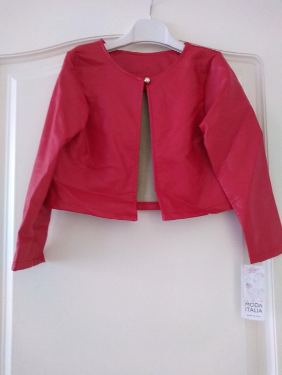 Meisjes leather look jas rood