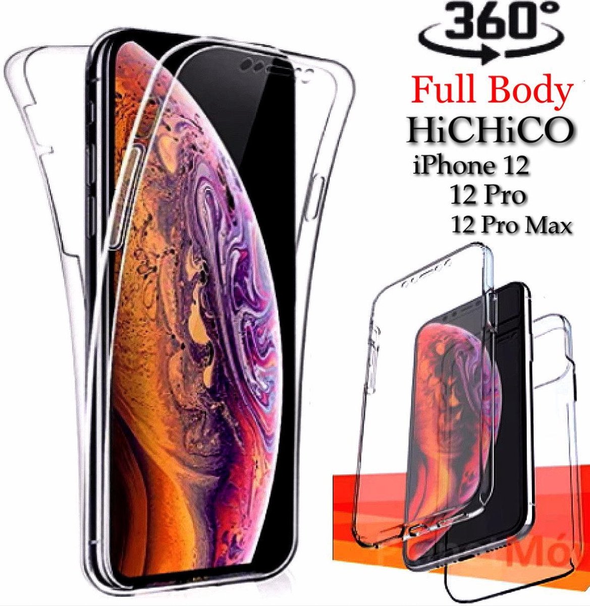 Apple iPhone 12 Pro Max Dual TPU Case transparant 360° Graden. Optimale Siliconen bescherming Voor-en-Achterkant (2 in 1) - HiCHiCO