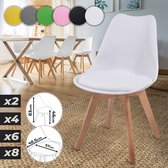 Trend24 - Eetkamerstoelen - Scandinavische stijl - set van 6 stuks - Wit