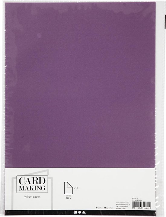 Papier vélin. violet. A4 210x297 mm. 100 gr. 10 feuilles [HOB-224826]