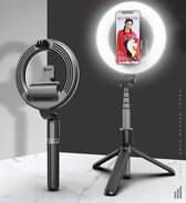 Selfie Stick Ringlamp met Statief Smartphone - Selfie Ring Light -Selfie Stick Tripod - Selfie Stick 3 in 1 - IPhone - Samsung - Huawei - Smartphone Statief - Cadeau Samsung - IPhone - Huawei - Cadeau - Tafelstatief