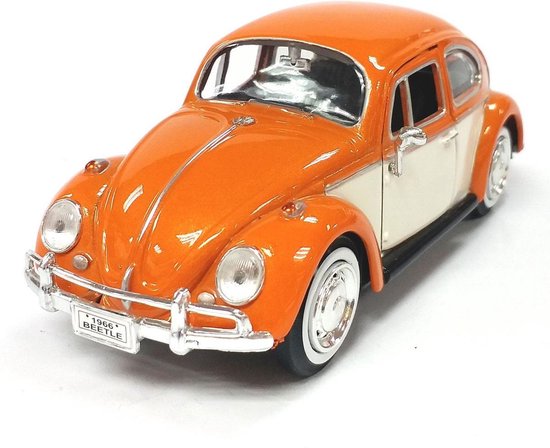deelnemen overschot Genre Volkswagen Kever (Oranje/Wit) 1/24 Motor Max - Modelauto - Schaalmodel - Model  auto | bol.com