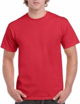 Set van 2x stuks rode katoenen t-shirts voor heren 100% katoen - zware 200 grams kwaliteit - Basic shirts, maat: L (40/52)
