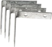 4x stuks stoelhoeken / drempelhoeken staal verzinkt - 70 mm - verbinden houten constructies - hoekankers / hoekverbinders