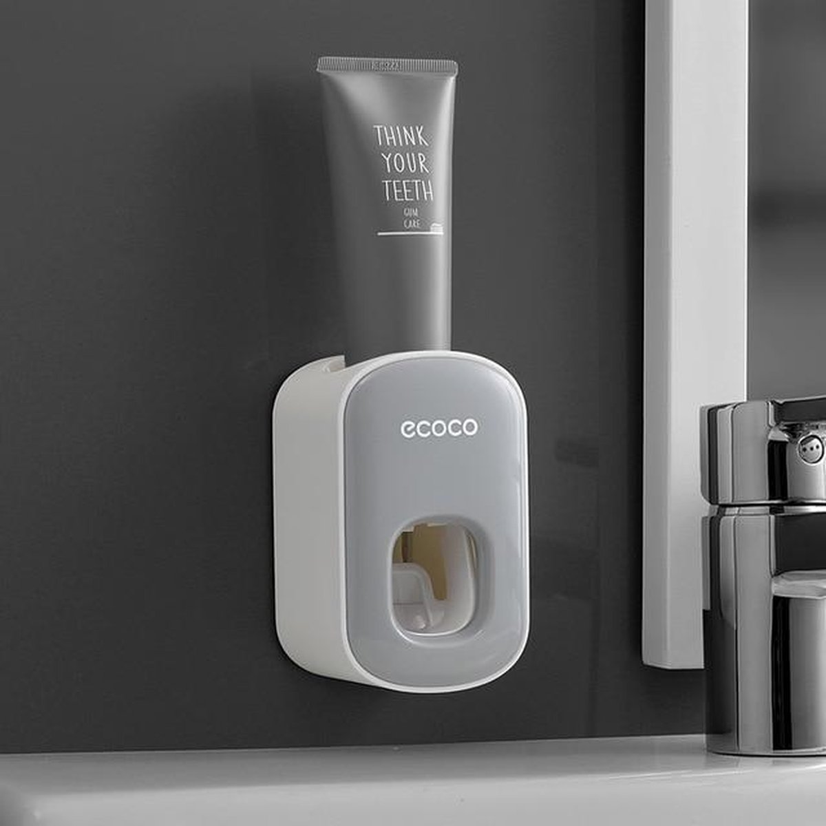 Ecoco tandpasta dispenser pro - tandpastadispenser - tandpasta dispenser grijs - ecoco tandpasta dispenser - tandpasta uitknijper - tandpasta knijper