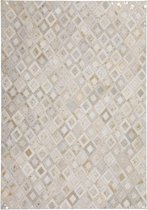 Beige Grijs vloerkleed - 120x170 cm  -  A-symmetrisch patroon Geruit - Modern