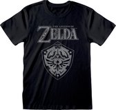 Nintendo Zelda Heren Tshirt -L- Distressed Shield Zwart