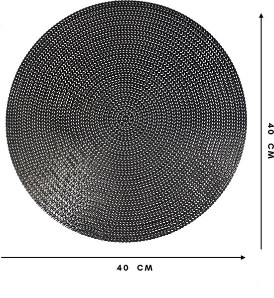 Lucy’s Living Luxe Placemat leatherlook ZWART Ø 38 cm