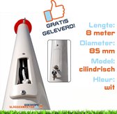 Onderhoudsvrije vlaggenmast anti-diefstal 8 meter aluminium cilindrisch 85 mm wit gecoat met cilinderslot en contra-gewicht - 8508W2 (zonder grondbevestiging)