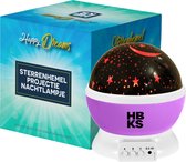 HBKS Happy Dreams Sterren Projector - Galaxy Projectie - Star Light - Sterrenhemel Snoezellamp - Slaaptrainer Baby - Nachtlampje Kinderen - Speelgoed Jongens en Meisjes - Projectorlampen - Ba