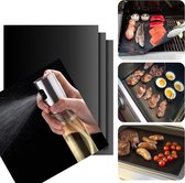 LifeLoom® 3 stuks Grill Mat BBQ Mat met 1x Olijfolie verstuiver - Olijfolie fles - bbq folie met olijfolie flesje.