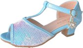 Elsa prinsessen schoenen blauw glitter + Frozen ster hanger maat 29 - binnenmaat 18,5 cm - bij jurk verkleedkleding