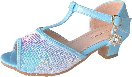 Elsa prinsessen schoenen blauw glitter + Frozen ster hanger maat 29 -  binnenmaat 18,5 | bol.com