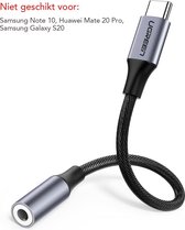Ugreen® USB C naar 3.5mm Audio Jack / AUX Adapter Koptelefoon / Oortjes - 10cm - Zwart