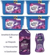 Lenor Amethyst et bouquet de Fleurs Set - pods 4x Lenor - 1x Fabric 900ML - Booster 1x Parfum
