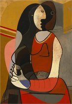 Allernieuwste Canvas Schilderij Picasso Femme Assise 1 - Seated Woman (1927) - Kunst - Reproductie - Abstract - Poster - 50 x 70 cm - Kleur