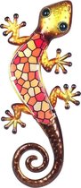 Onthewall | Salamander | metaal & glas | mozaiek | oranje | L | 30 x 13cm