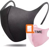 2 Roze en 2 Zwarte Mondkapjes  herbruikbaar - Facemask - niet medisch mondmasker - wasbaar op 60 graden - Hoogwaardige kwaliteit - Maat M/L
