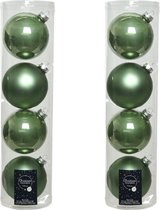 8x Salie groene glazen kerstballen 10 cm - Mat/matte - Kerstboomversiering salie groen
