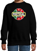Have fear Portugal is here sweater met sterren embleem in de kleuren van de Portugese vlag - zwart - kids - Portugal supporter / Portugees elftal fan trui / EK / WK / kleding 122/128