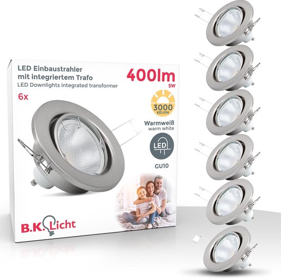 B.K.Licht - Inbouwspots - LED - 6 stuks - voor binnen - met GU10 -  kantelbaar - ronde... | bol.com