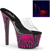 Pleaser Muiltjes -38 Shoes- SKY-301-5 Paaldans schoenen Zwart/Roze