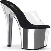 Pleaser Muiltjes -36 Shoes- RADIANT-701 Paaldans schoenen Zwart/Zilverkleurig